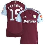 Aston Villa Shirts - aston villa adidas home shirt 2024-25 – womens with alex moreno 15 cup printing Collection of Official Fan Gear