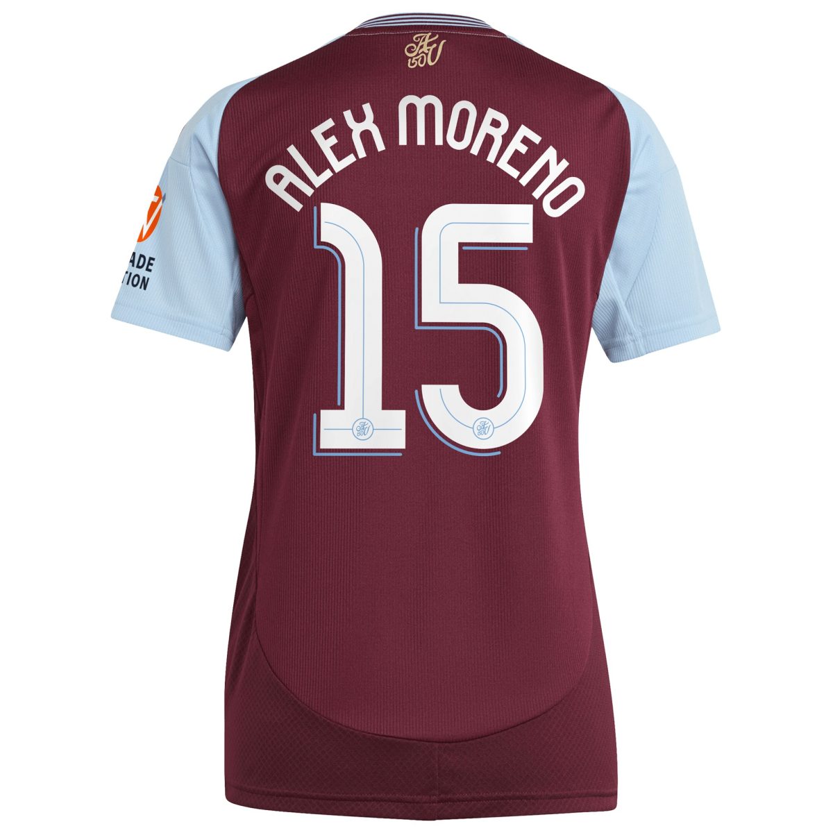Aston Villa Shirts - aston villa adidas home shirt 2024-25 – womens with alex moreno 15 cup printing Collection of Official Fan Gear