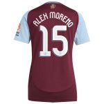 Aston Villa Shirts - aston villa adidas home shirt 2024-25 – womens with alex moreno 15 cup printing Collection of Official Fan Gear