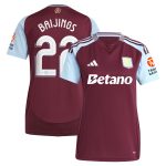 Aston Villa Shirts - aston villa adidas home shirt 2024-25 – womens with baijings 22 cup printing Collection of Official Fan Gear