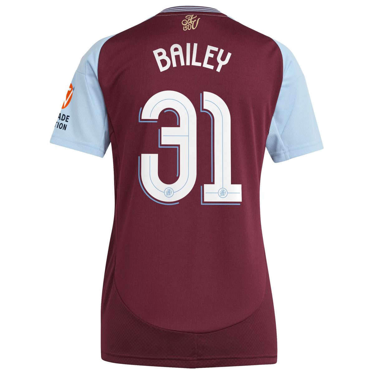 Aston Villa Shirts - aston villa adidas home shirt 2024-25 – womens with bailey 31 cup printing Collection of Official Fan Gear