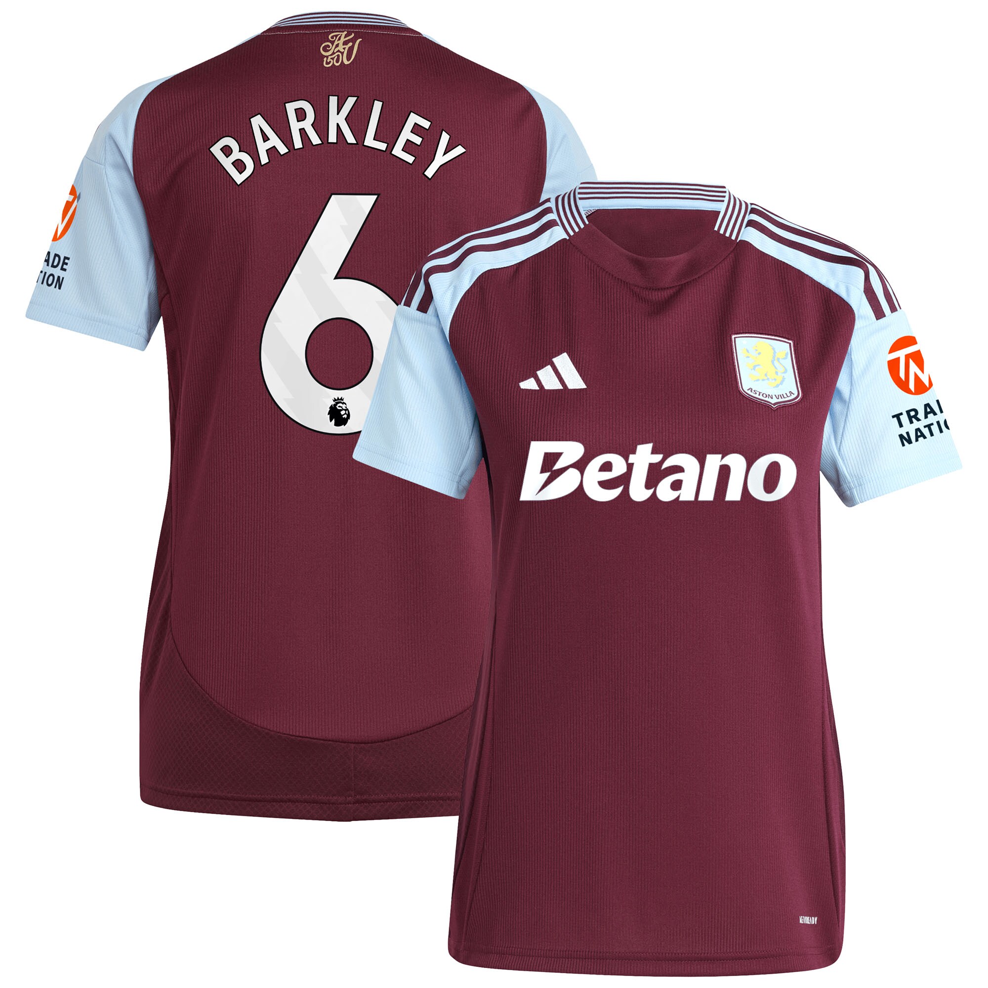 Aston Villa Shirts - aston villa adidas home shirt 2024-25 – womens with barkley 6 printing Collection of Official Fan Gear