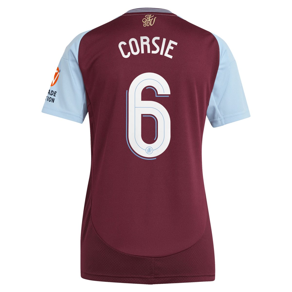 Aston Villa Shirts - aston villa adidas home shirt 2024-25 – womens with corsie 6 cup printing Collection of Official Fan Gear