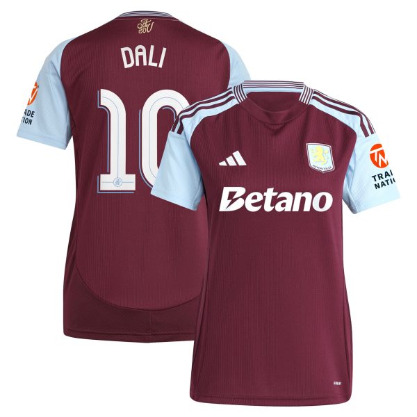 Aston Villa Shirts - aston villa adidas home shirt 2024-25 – womens with dali 10 cup printing Collection of Official Fan Gear