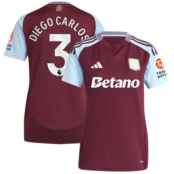 Aston Villa Shirts - aston villa adidas home shirt 2024-25 – womens with diego carlos 3 printing Collection of Official Fan Gear