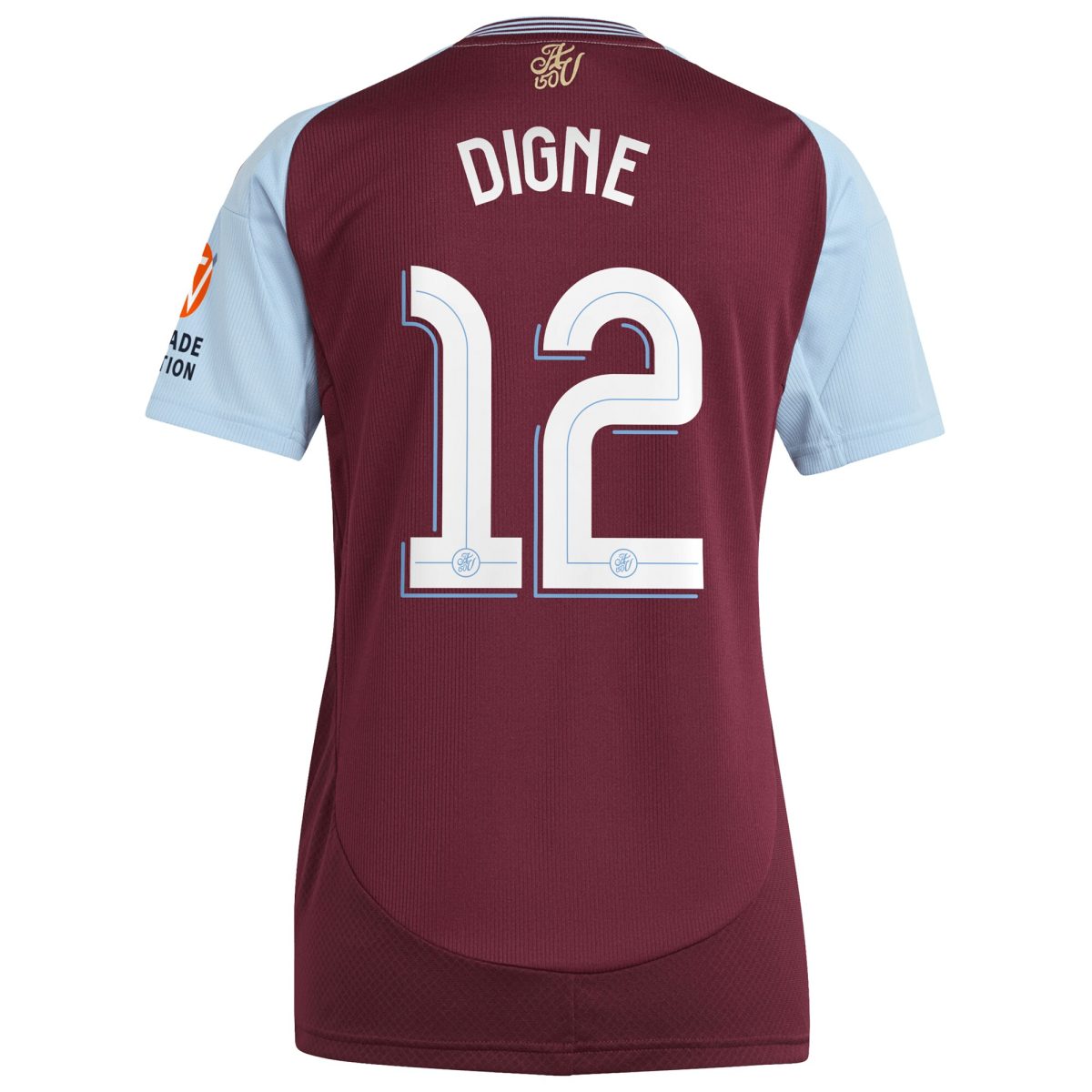 Aston Villa Shirts - aston villa adidas home shirt 2024-25 – womens with digne 12 cup printing Collection of Official Fan Gear