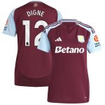 Aston Villa Shirts - aston villa adidas home shirt 2024-25 – womens with digne 12 printing Collection of Official Fan Gear