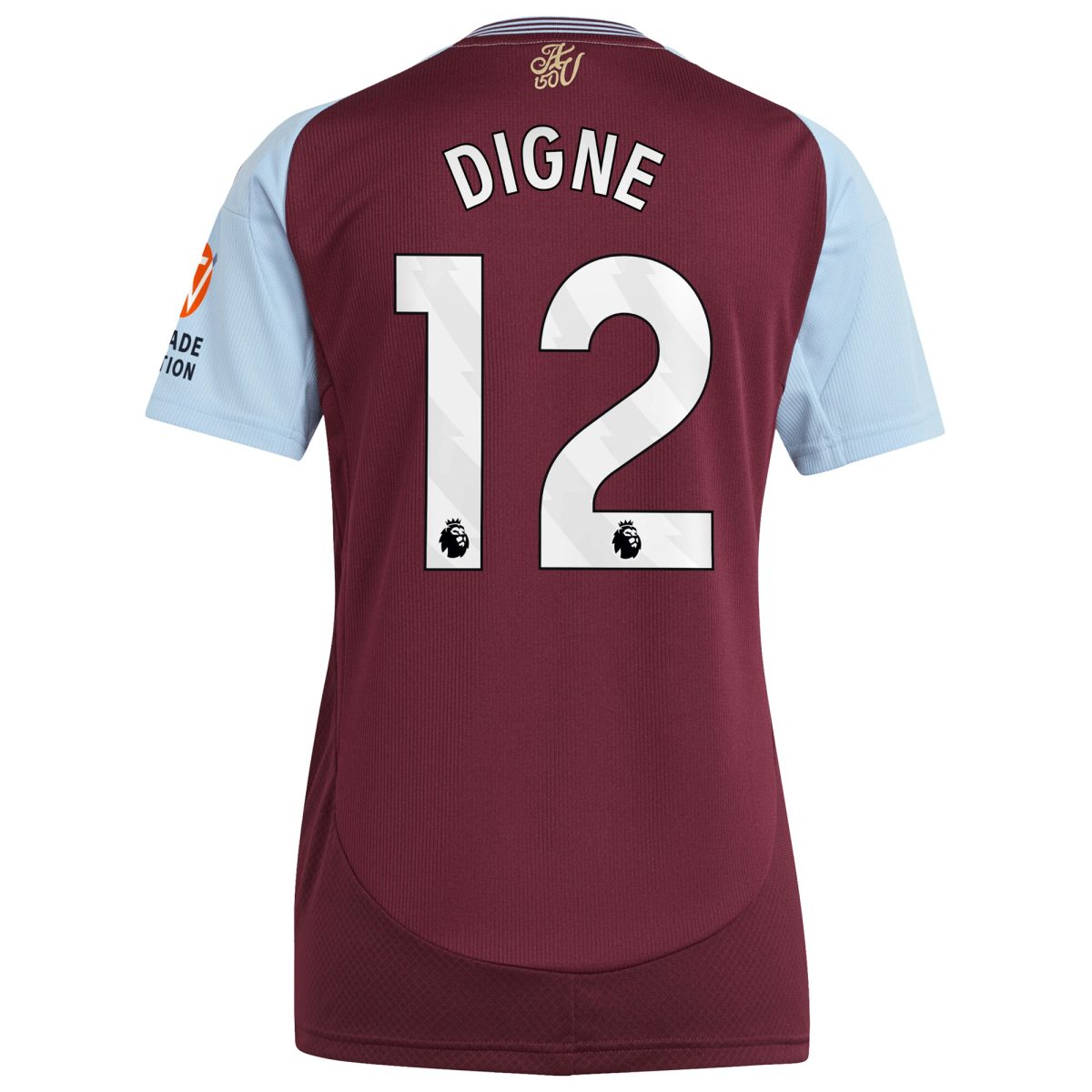 Aston Villa Shirts - aston villa adidas home shirt 2024-25 – womens with digne 12 printing Collection of Official Fan Gear