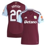 Aston Villa Shirts - aston villa adidas home shirt 2024-25 – womens with hanson 20 cup printing Collection of Official Fan Gear
