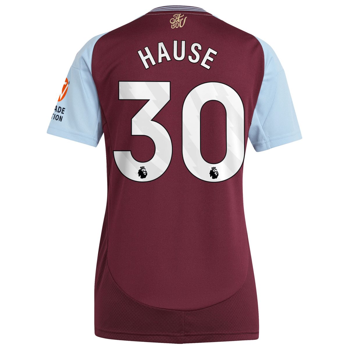 Aston Villa Shirts - aston villa adidas home shirt 2024-25 – womens with hause 30 printing Collection of Official Fan Gear