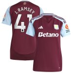 Aston Villa Shirts - aston villa adidas home shirt 2024-25 – womens with j. ramsey 41 printing Collection of Official Fan Gear