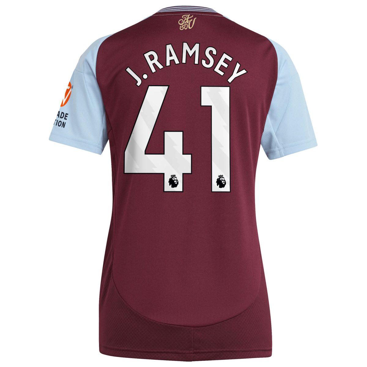 Aston Villa Shirts - aston villa adidas home shirt 2024-25 – womens with j. ramsey 41 printing Collection of Official Fan Gear