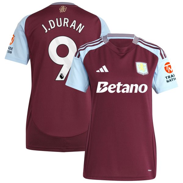 Aston Villa Shirts - aston villa adidas home shirt 2024-25 – womens with j.duran 9 printing Collection of Official Fan Gear