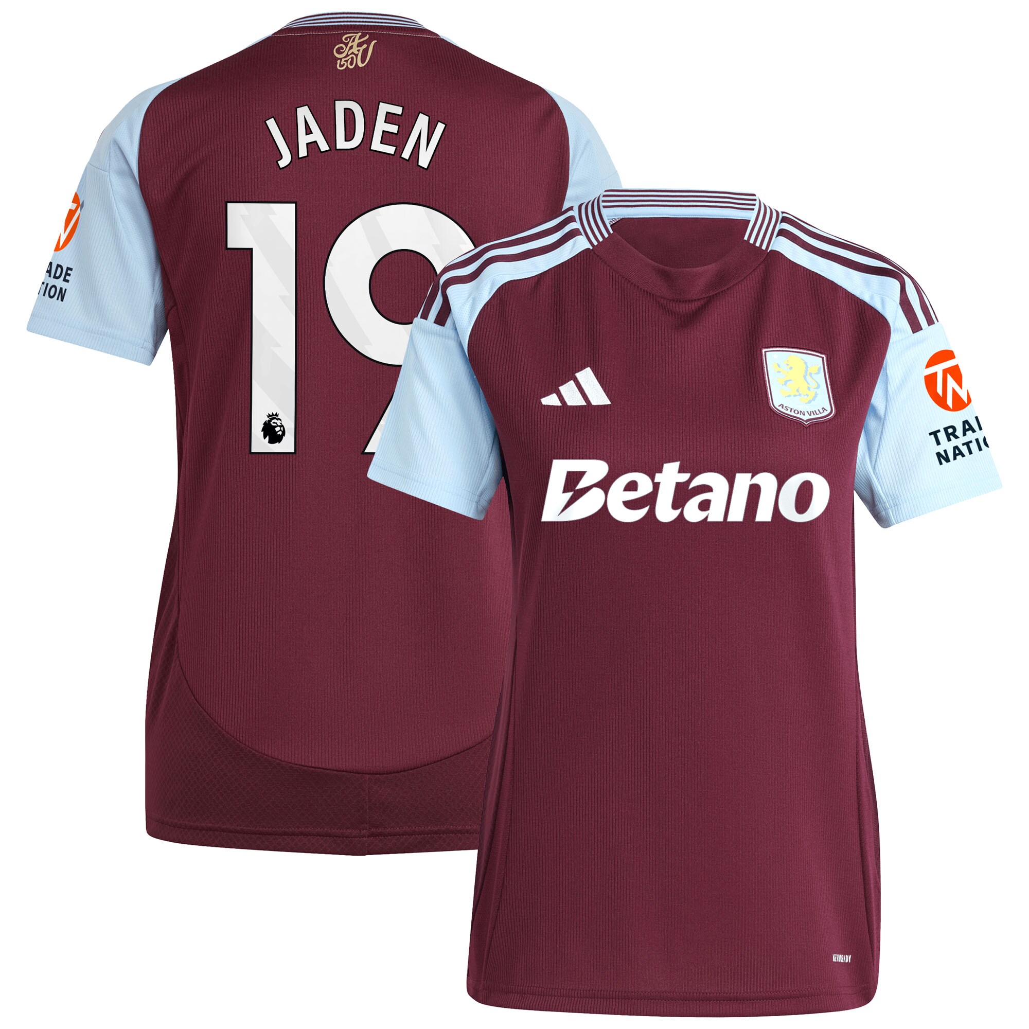 Aston Villa Shirts - aston villa adidas home shirt 2024-25 – womens with jaden 19 printing Collection of Official Fan Gear