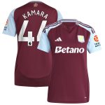 Aston Villa Shirts - aston villa adidas home shirt 2024-25 – womens with kamara 44 printing Collection of Official Fan Gear
