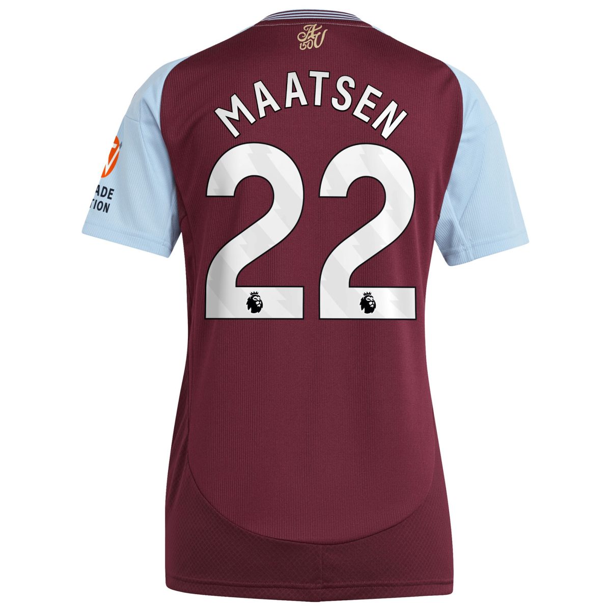 Aston Villa Shirts - aston villa adidas home shirt 2024-25 – womens with maatsen 22 printing Collection of Official Fan Gear