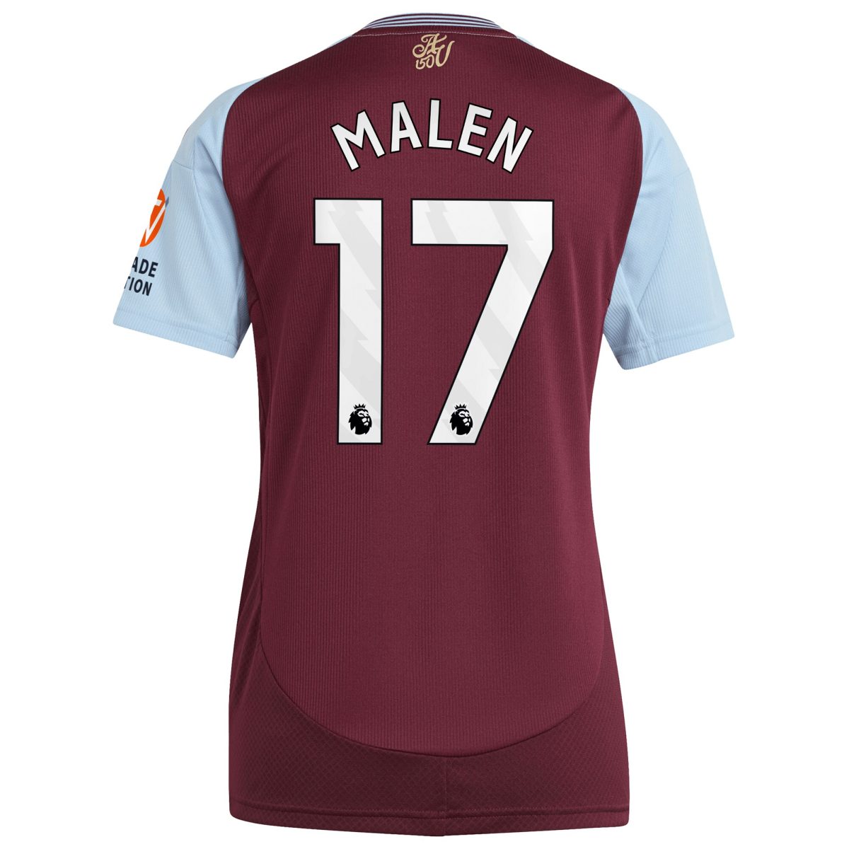 Aston Villa Shirts - aston villa adidas home shirt 2024-25 – womens with malen 17 printing Collection of Official Fan Gear