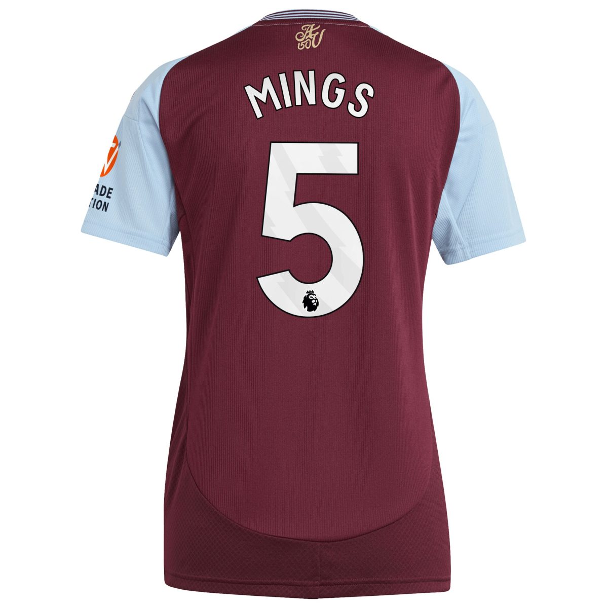 Aston Villa Shirts - aston villa adidas home shirt 2024-25 – womens with mings 5 printing Collection of Official Fan Gear