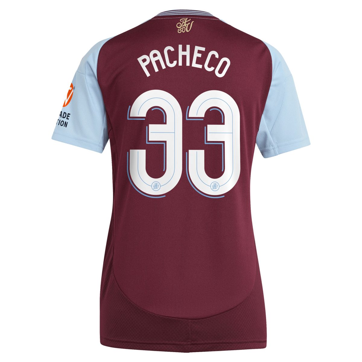 Aston Villa Shirts - aston villa adidas home shirt 2024-25 – womens with pacheco 33 cup printing Collection of Official Fan Gear
