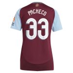 Aston Villa Shirts - aston villa adidas home shirt 2024-25 – womens with pacheco 33 cup printing Collection of Official Fan Gear