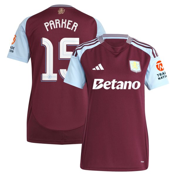 Aston Villa Shirts - aston villa adidas home shirt 2024-25 – womens with parker 15 cup printing Collection of Official Fan Gear