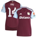 Aston Villa Shirts - aston villa adidas home shirt 2024-25 – womens with pau 14 cup printing Collection of Official Fan Gear