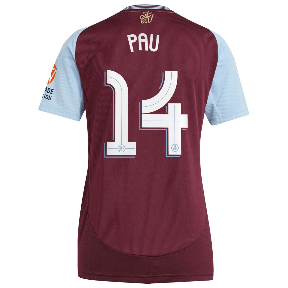 Aston Villa Shirts - aston villa adidas home shirt 2024-25 – womens with pau 14 cup printing Collection of Official Fan Gear