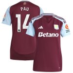 Aston Villa Shirts - aston villa adidas home shirt 2024-25 – womens with pau 14 printing Collection of Official Fan Gear
