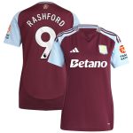 Aston Villa Shirts - aston villa adidas home shirt 2024-25 – womens with rashford 9 printing Collection of Official Fan Gear