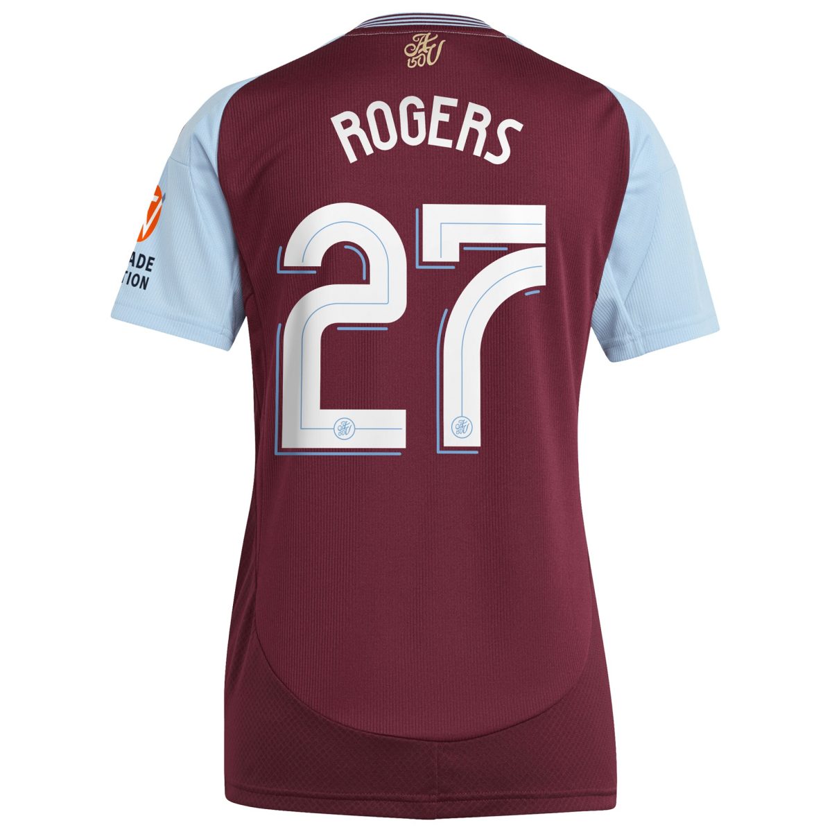 Aston Villa Shirts - aston villa adidas home shirt 2024-25 – womens with rogers 27 cup printing Collection of Official Fan Gear