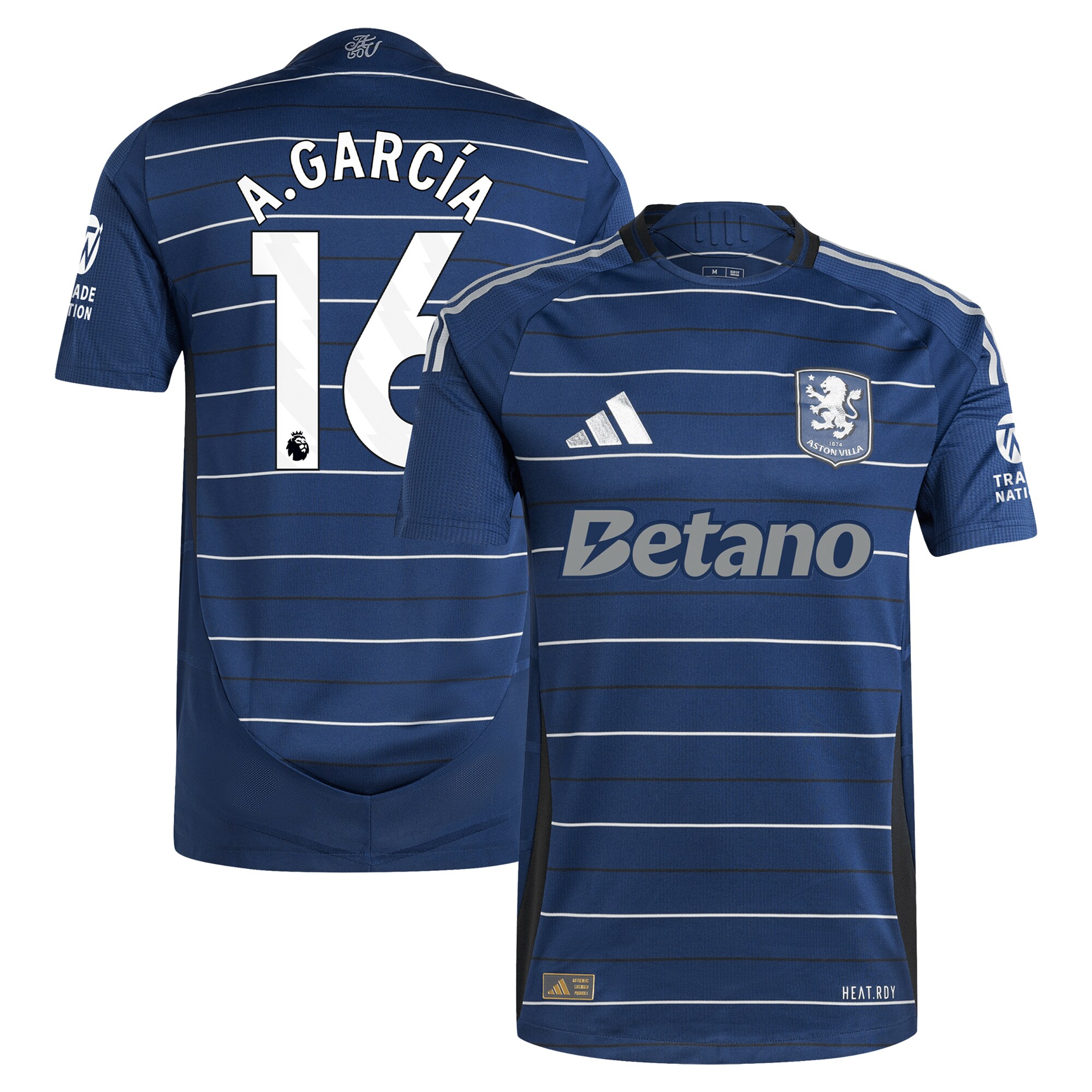 Aston Villa Shirts - aston villa adidas third authentic shirt 2024-25 with a.garcía 16 printing Collection of Official Fan Gear
