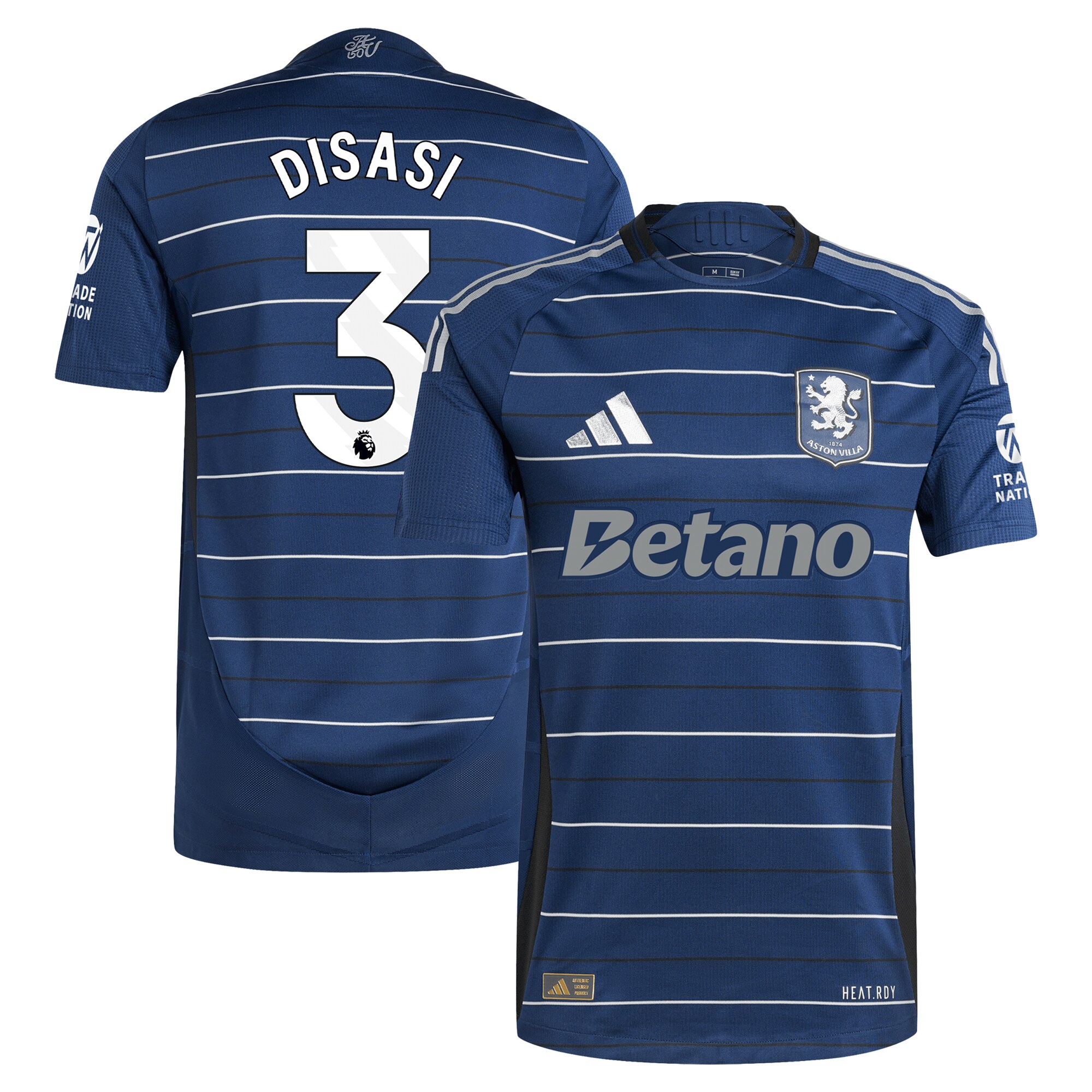 Aston Villa Shirts - aston villa adidas third authentic shirt 2024-25 with disasi 3 printing Collection of Official Fan Gear