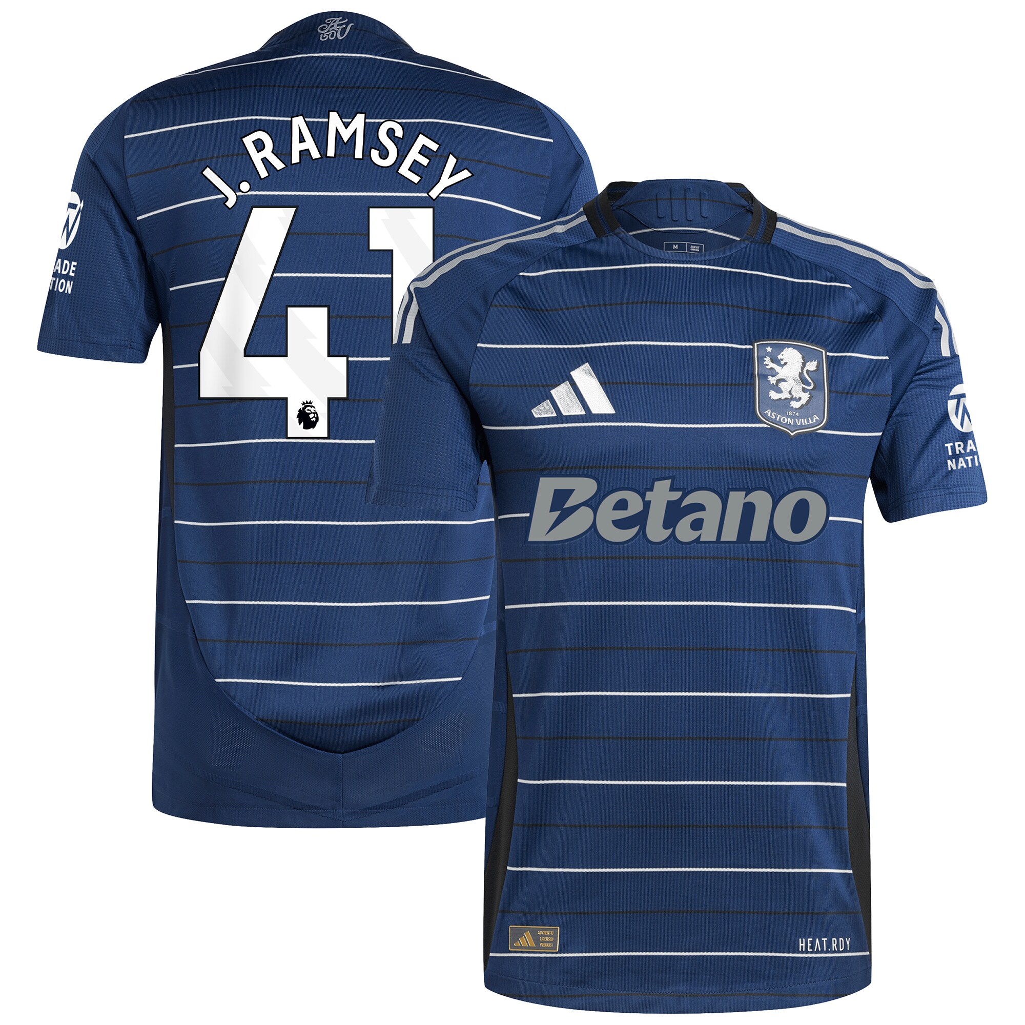 Aston Villa Shirts - aston villa adidas third authentic shirt 2024-25 with j. ramsey 41 printing Collection of Official Fan Gear