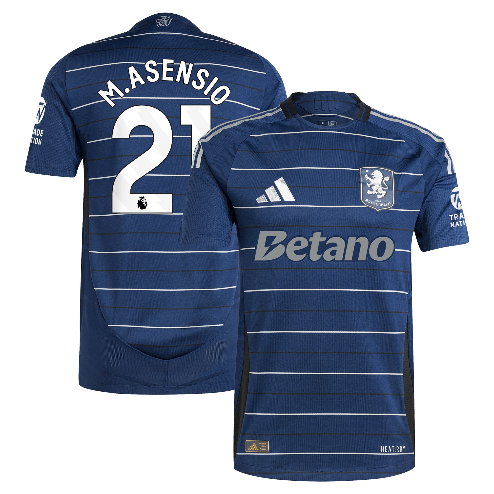 Aston Villa Shirts - aston villa adidas third authentic shirt 2024-25 with m.asensio 21 printing Collection of Official Fan Gear