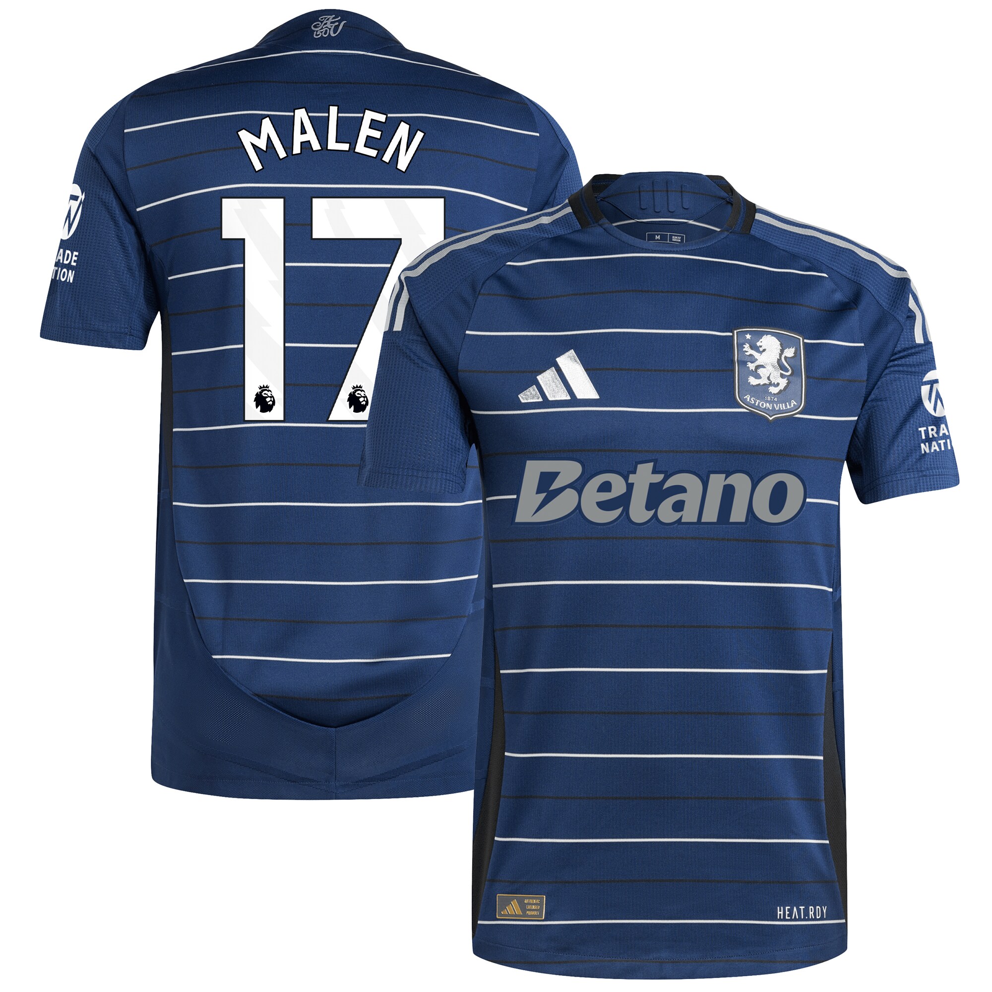 Aston Villa Shirts - aston villa adidas third authentic shirt 2024-25 with malen 17 printing Collection of Official Fan Gear