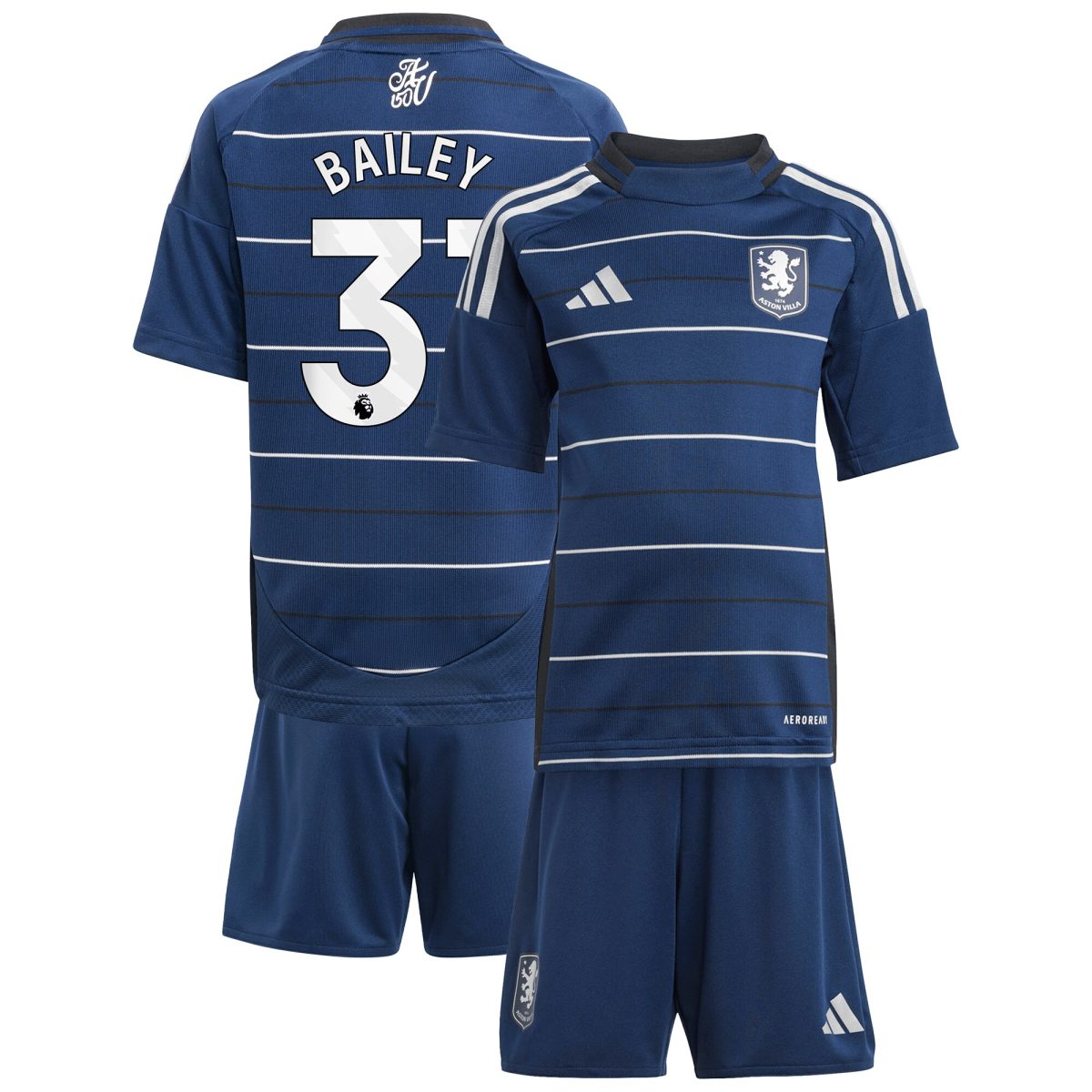 Aston Villa Shirts - aston villa adidas third minikit 2024-25 with bailey 31 printing Collection of Official Fan Gear