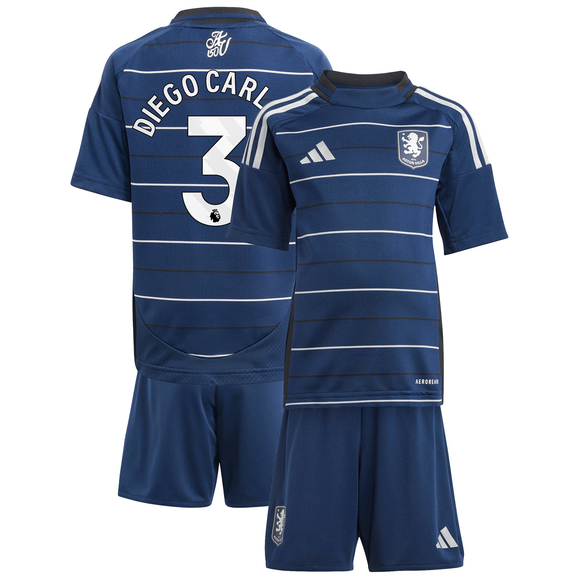Aston Villa Shirts - aston villa adidas third minikit 2024-25 with diego carlos 3 printing Collection of Official Fan Gear