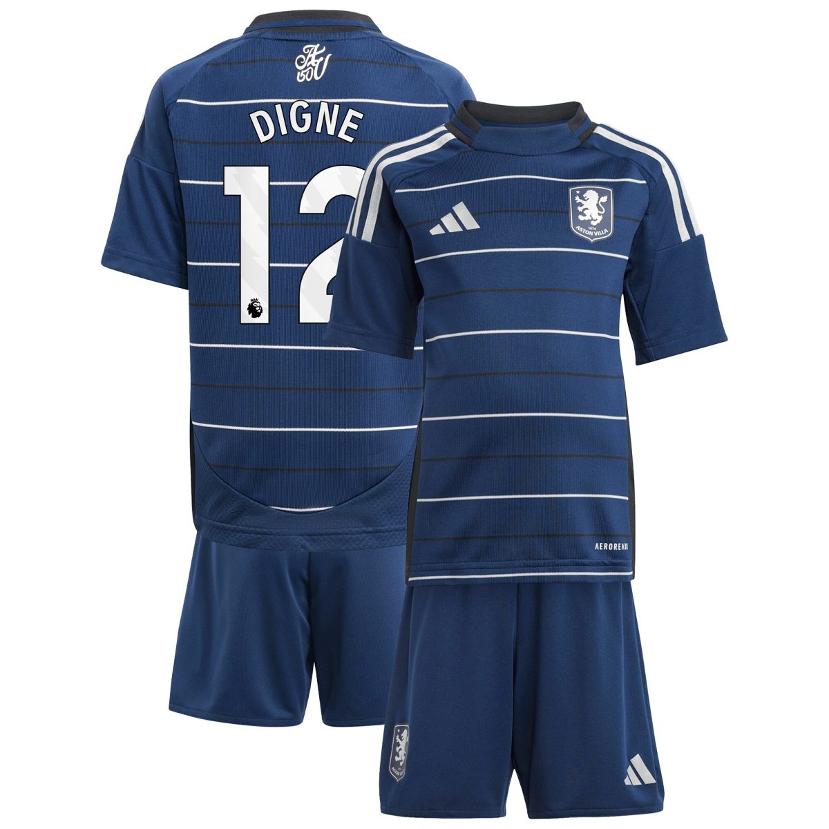 Aston Villa Shirts - aston villa adidas third minikit 2024-25 with digne 12 printing Collection of Official Fan Gear