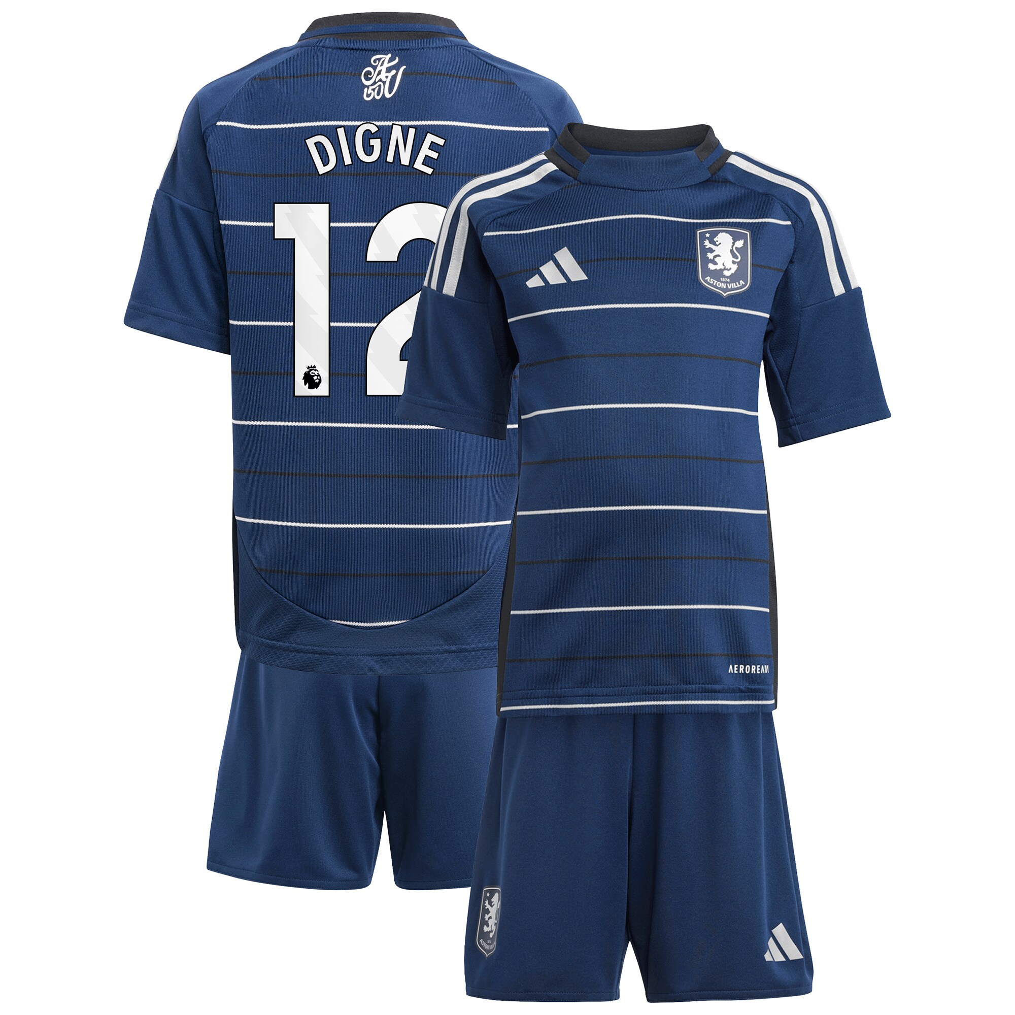 Aston Villa Shirts - aston villa adidas third minikit 2024-25 with digne 12 printing Collection of Official Fan Gear