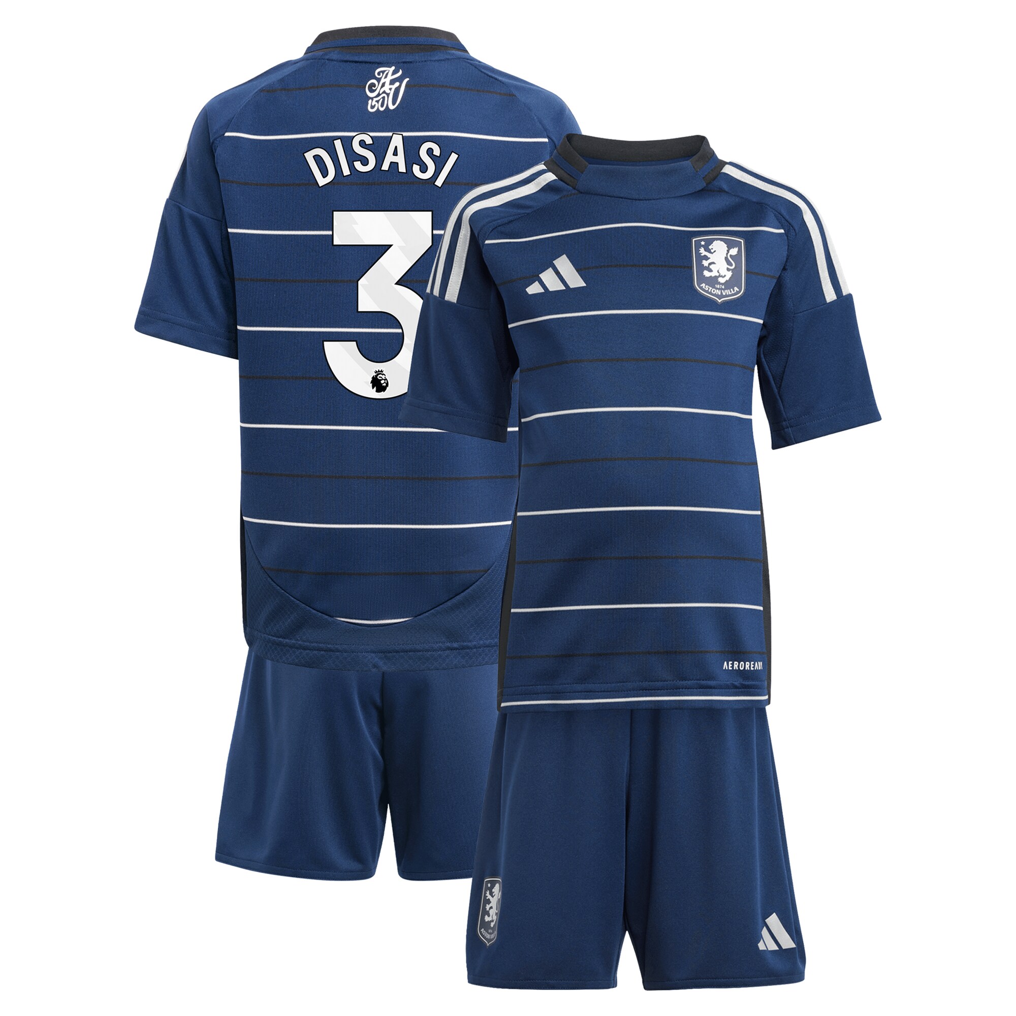Aston Villa Shirts - aston villa adidas third minikit 2024-25 with disasi 3 printing Collection of Official Fan Gear