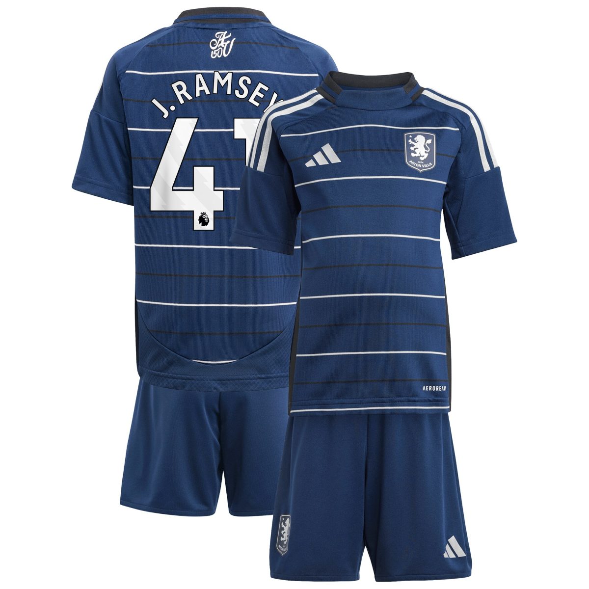 Aston Villa Shirts - aston villa adidas third minikit 2024-25 with j. ramsey 41 printing Collection of Official Fan Gear
