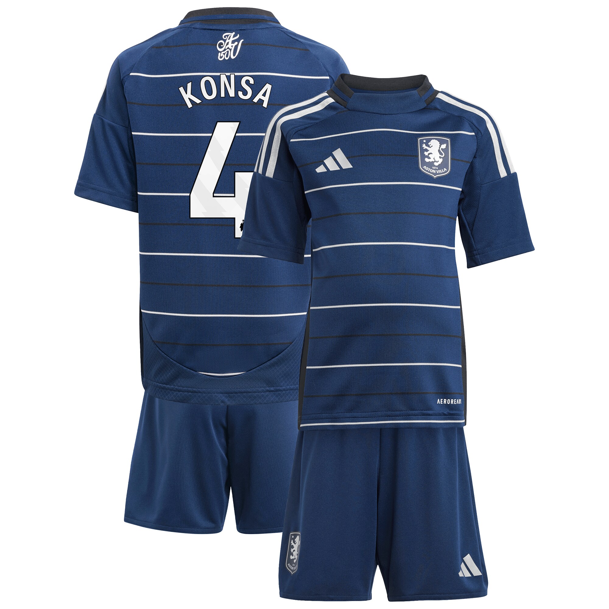 Aston Villa Shirts - aston villa adidas third minikit 2024-25 with konsa 4 printing Collection of Official Fan Gear