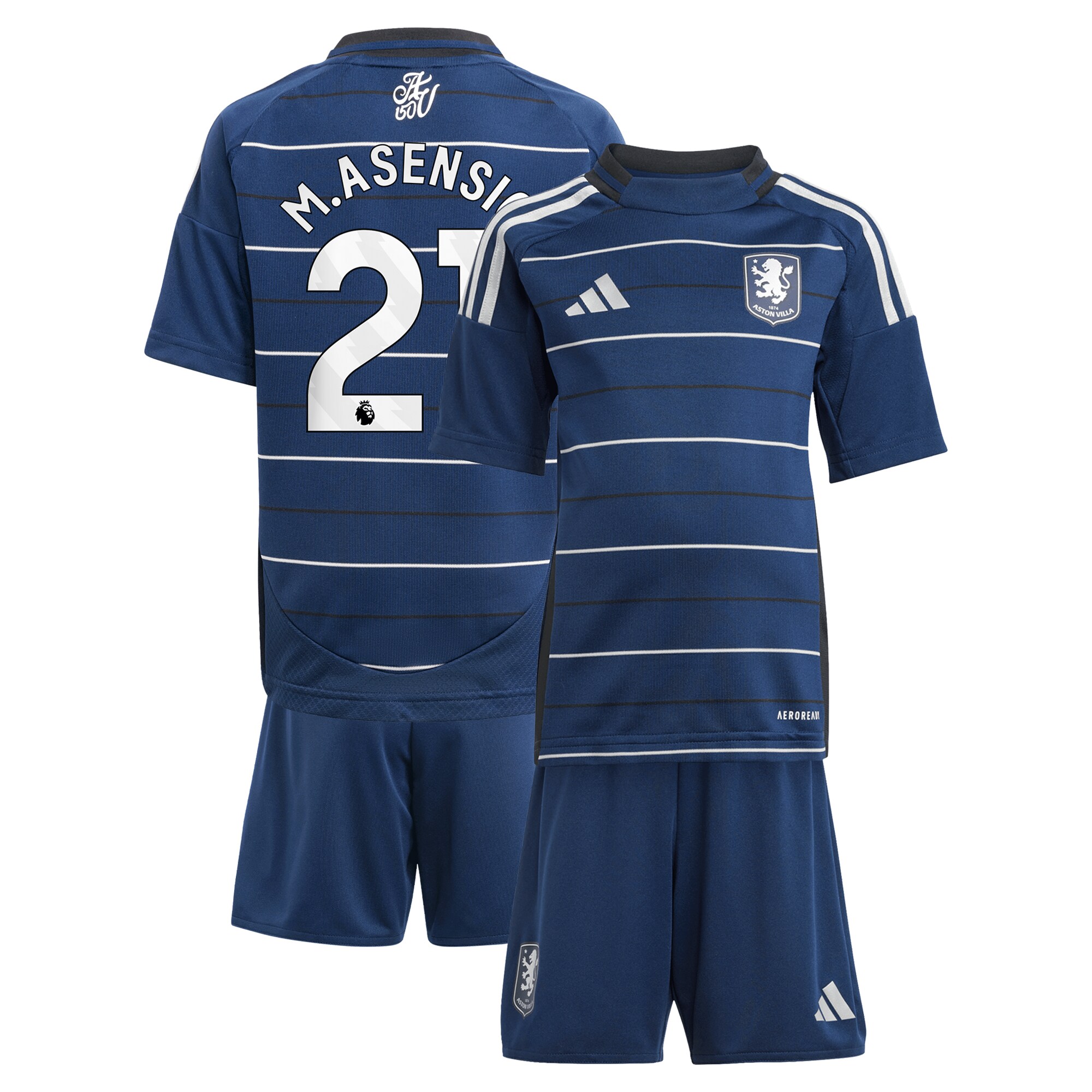 Aston Villa Shirts - aston villa adidas third minikit 2024-25 with m.asensio 21 printing Collection of Official Fan Gear