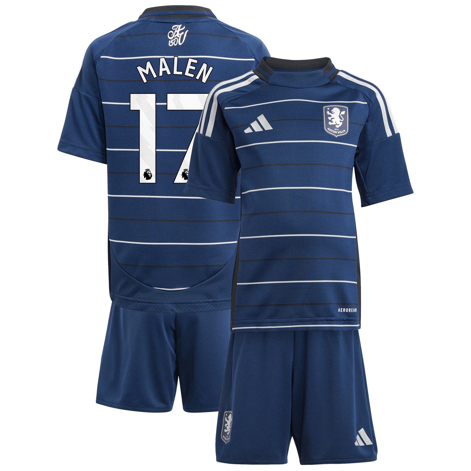 Aston Villa Shirts - aston villa adidas third minikit 2024-25 with malen 17 printing Collection of Official Fan Gear