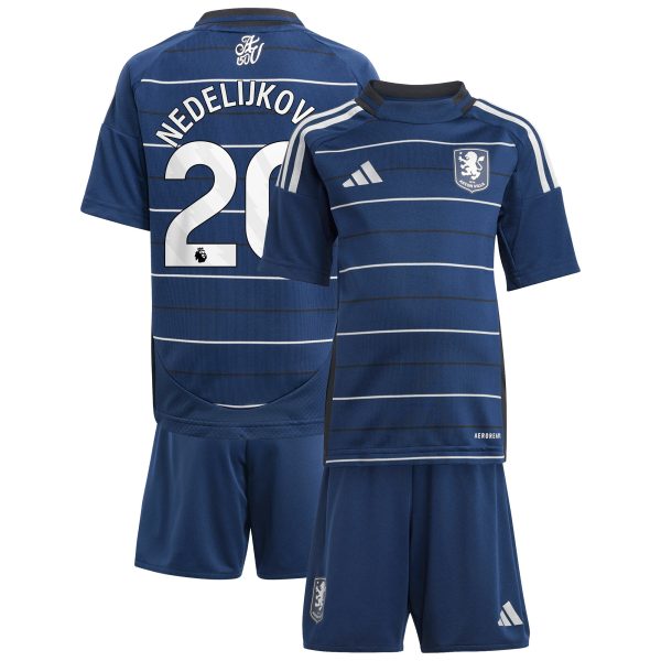 Aston Villa Shirts - aston villa adidas third minikit 2024-25 with nedeljković 20 printing Collection of Official Fan Gear
