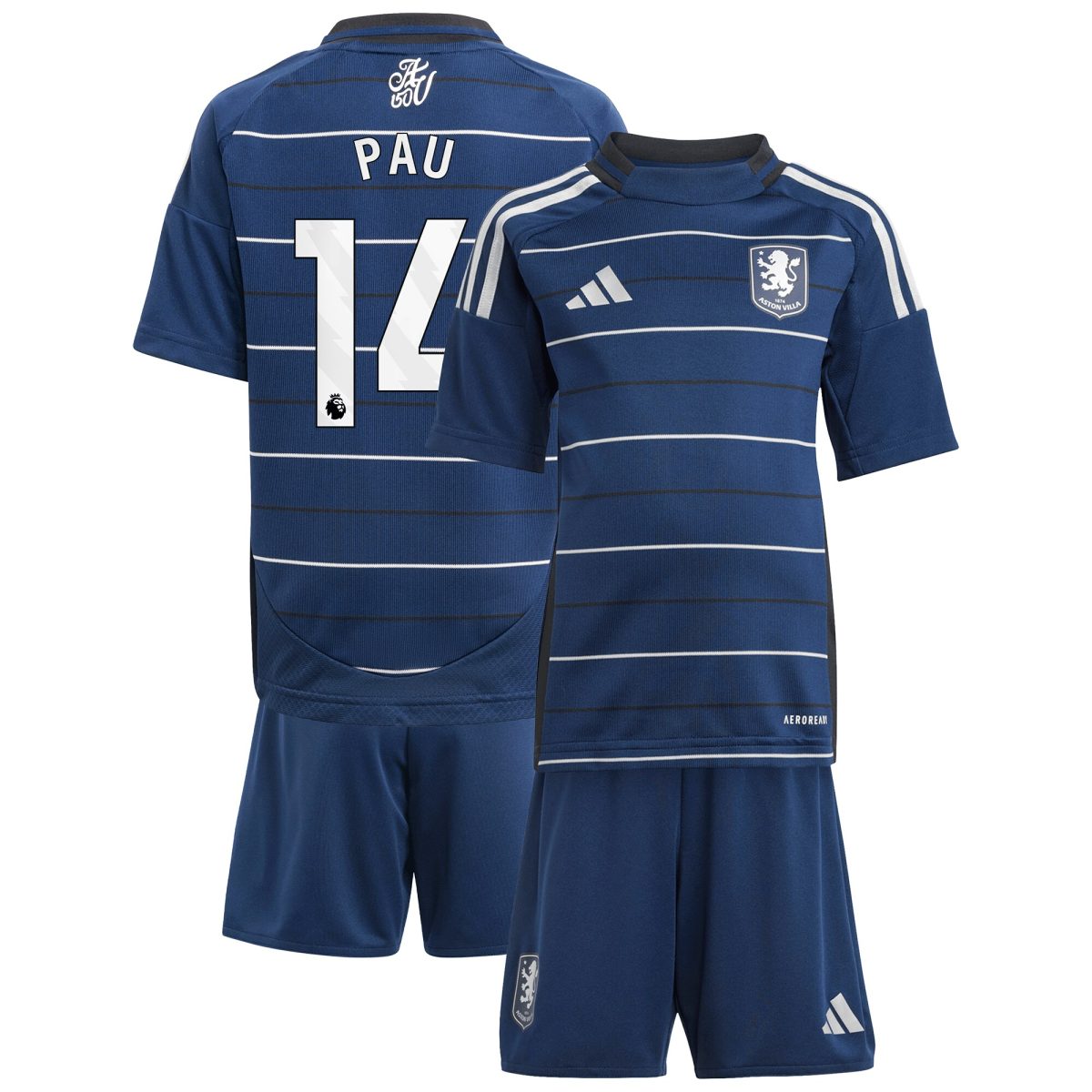 Aston Villa Shirts - aston villa adidas third minikit 2024-25 with pau 14 printing Collection of Official Fan Gear