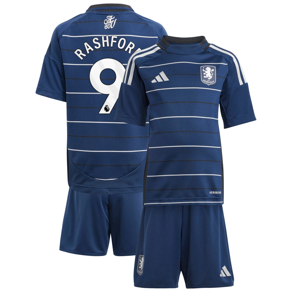 Aston Villa Shirts - aston villa adidas third minikit 2024-25 with rashford 9 printing Collection of Official Fan Gear