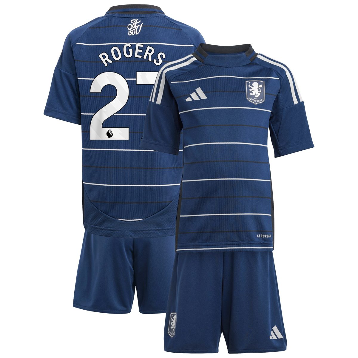Aston Villa Shirts - aston villa adidas third minikit 2024-25 with rogers 27 printing Collection of Official Fan Gear