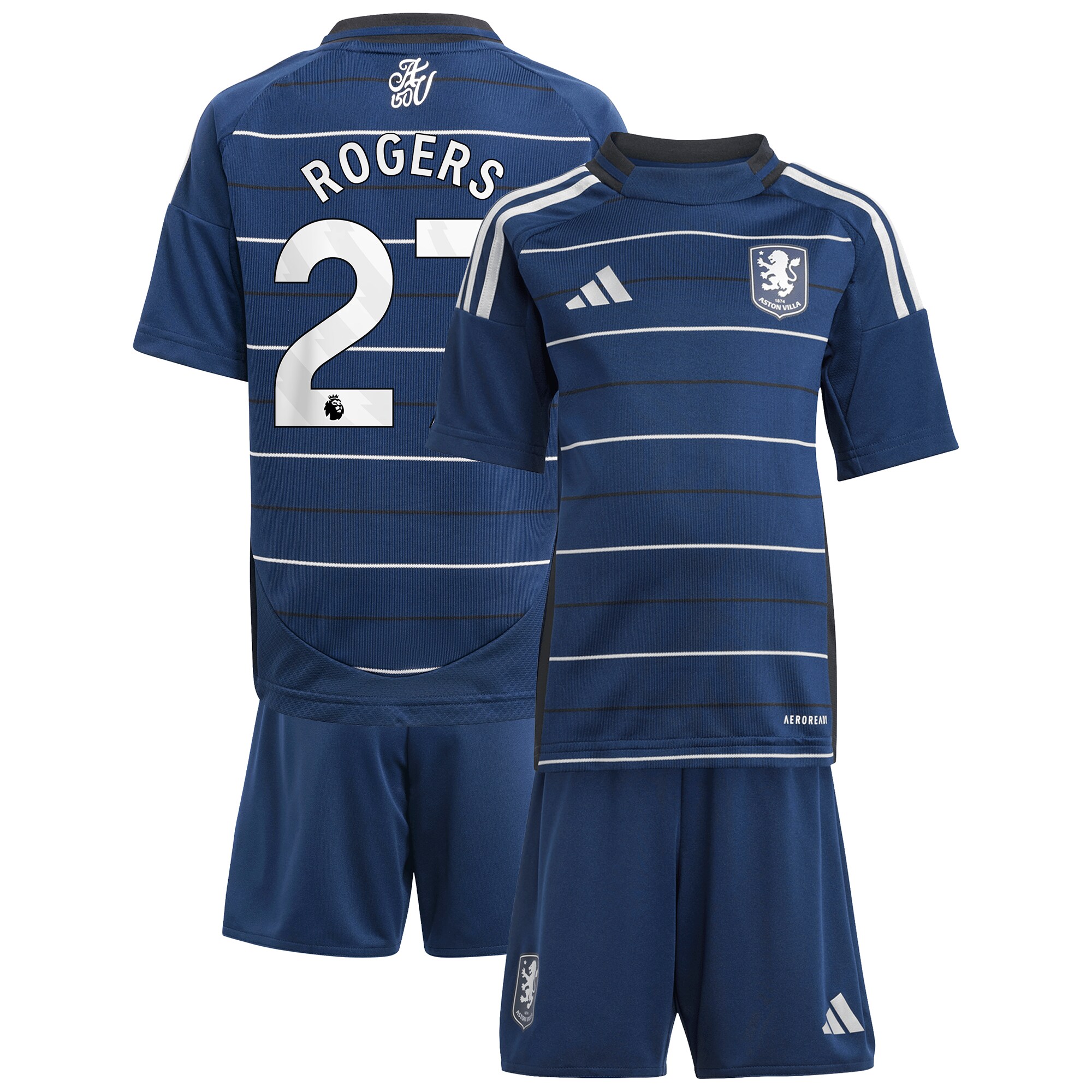 Aston Villa Shirts - aston villa adidas third minikit 2024-25 with rogers 27 printing Collection of Official Fan Gear