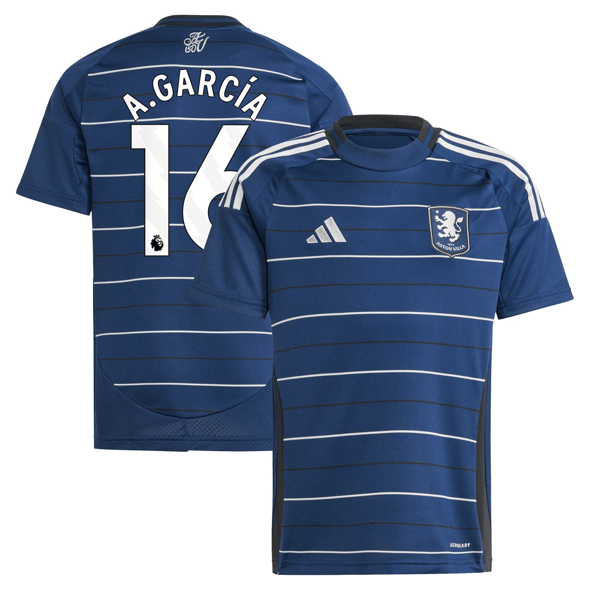 Aston Villa Shirts - aston villa adidas third shirt 2024-25 – kids with a.garcía 16 printing Collection of Official Fan Gear